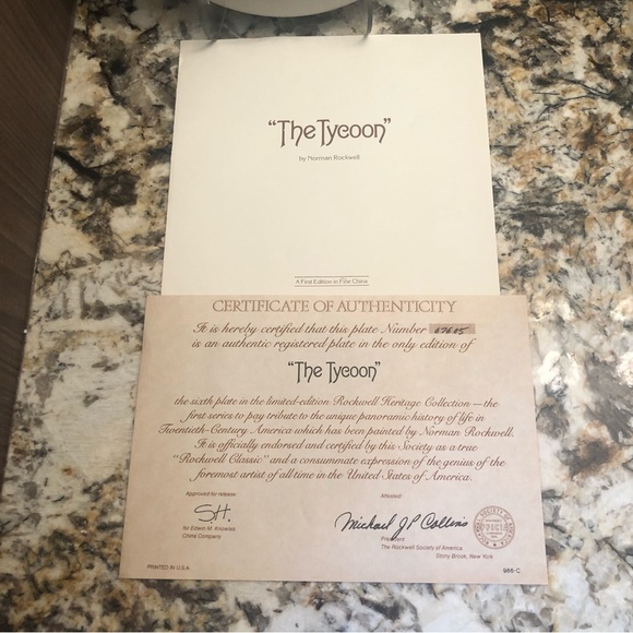 Norman Rockwell “The Tycoon” Collector Plate Limited Edition - Picture 5 of 6